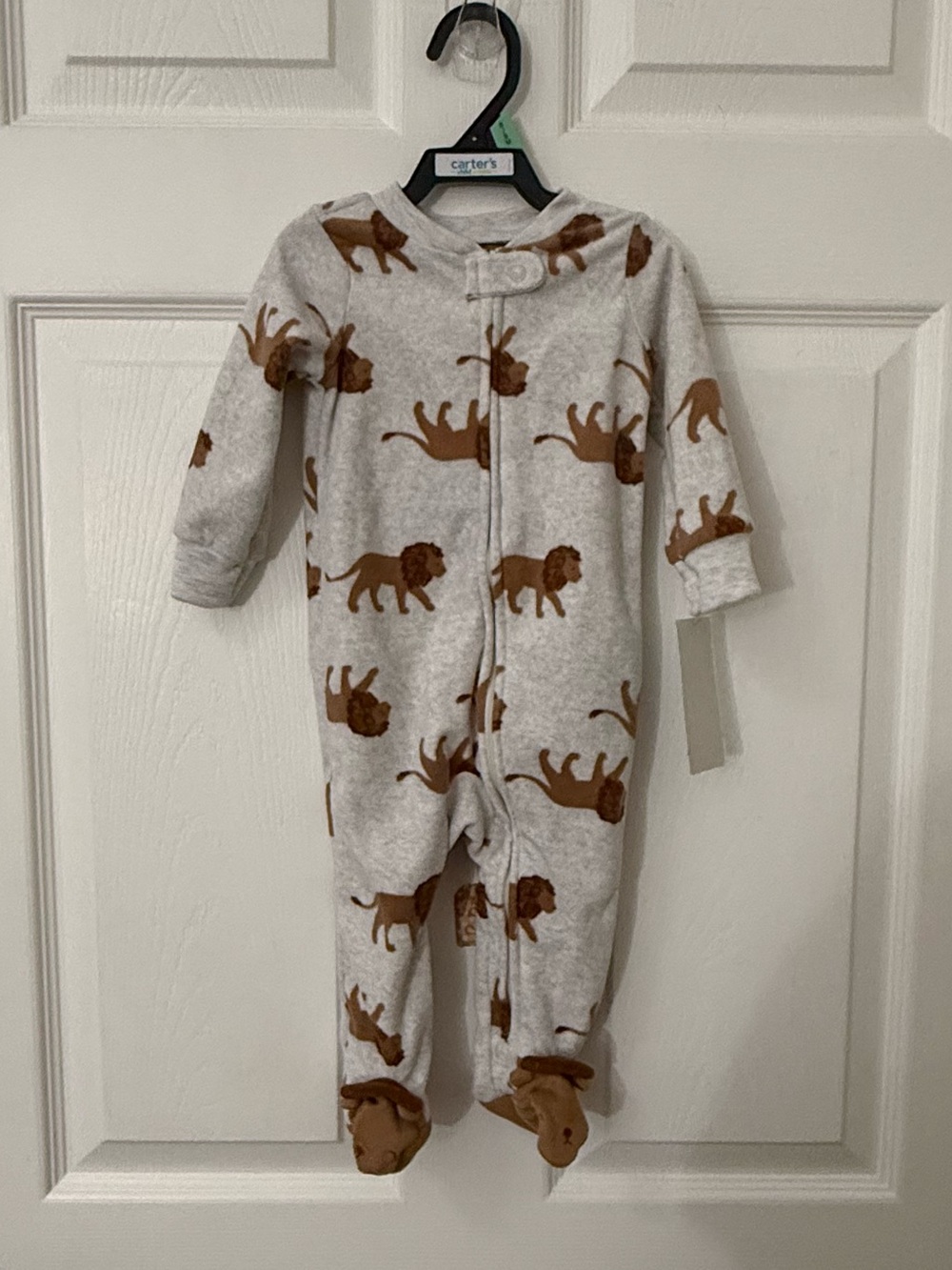 Carters Child Of Mine Unisex Play And Sleep One Piece Lion Grey/Brown 6-9 M New